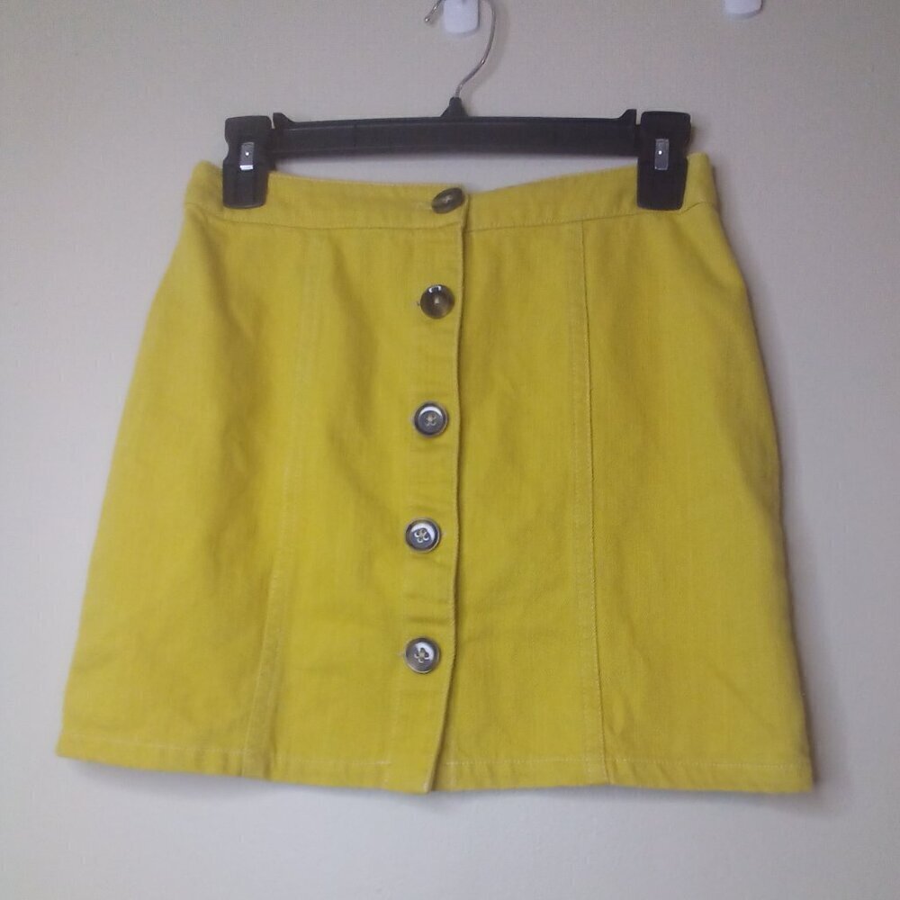 Newbury Kustom Skirt Women S Short Mini Button Front Mustard Yellow
